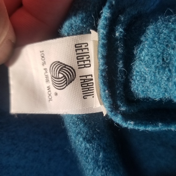 Geiger Teal Blue Button Up Wool Cardigan Sz 38/8 - Picture 4 of 7